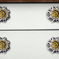 Set of Eight Black And Yellow Ceramic And Metal Drawer Pull Knobs
