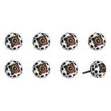 Set of Eight Black And White Ceramic And Metal Drawer Pull Knobs