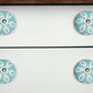 Set of Eight Turquoise And White Ceramic And Metal Drawer Pull Knobs