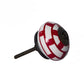 Set of Eight White And Red Ceramic And Metal Drawer Pull Knobs