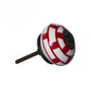 Set of Eight White And Red Ceramic And Metal Drawer Pull Knobs