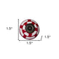 Set of Eight White And Red Ceramic And Metal Drawer Pull Knobs