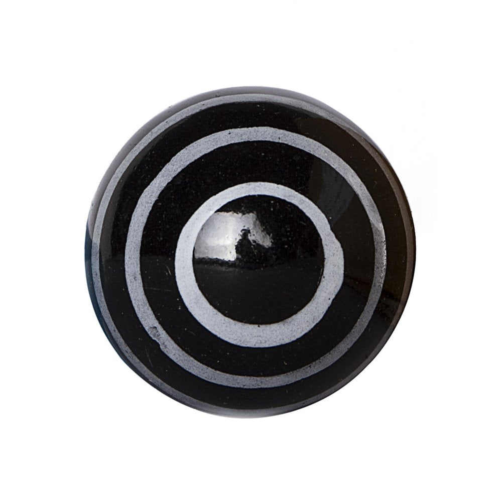 Set of Eight Black And Gray Ceramic And Metal Drawer Pull Knobs