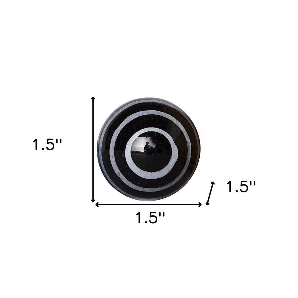 Set of Eight Black And Gray Ceramic And Metal Drawer Pull Knobs