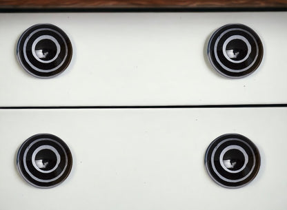 Set of Eight Black And Gray Ceramic And Metal Drawer Pull Knobs