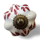 Set of Eight Brown And White Ceramic And Metal Drawer Pull Knobs