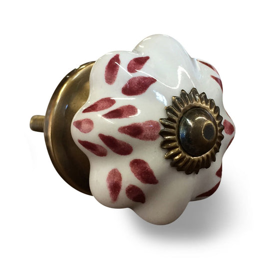 Set of Eight Brown And White Ceramic And Metal Drawer Pull Knobs