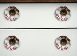 Set of Eight Brown And White Ceramic And Metal Drawer Pull Knobs