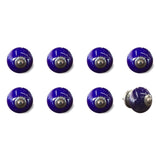 Set of Eight Purple And Gray Ceramic And Metal Drawer Pull Knobs