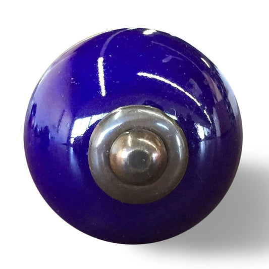 Set of Eight Purple And Gray Ceramic And Metal Drawer Pull Knobs