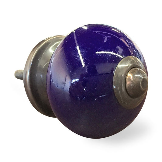 Set of Eight Purple And Gray Ceramic And Metal Drawer Pull Knobs