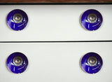Set of Eight Purple And Gray Ceramic And Metal Drawer Pull Knobs