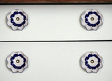 Set of Eight Blue And White Ceramic And Metal Drawer Pull Knobs