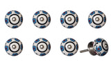 Set of Eight Blue And White Ceramic And Metal Drawer Pull Knobs
