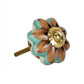 Set of Eight Blue And Red Ceramic And Metal Drawer Pull Knobs