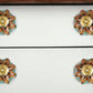 Set of Eight Blue And Red Ceramic And Metal Drawer Pull Knobs