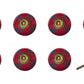 Set of Eight Blue And Red Ceramic And Metal Drawer Pull Knobs
