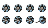 Set of Eight Blue And Gray Ceramic And Metal Drawer Pull Knobs