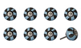 Set of Eight Blue And Gray Ceramic And Metal Drawer Pull Knobs