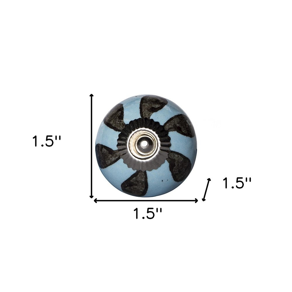 Set of Eight Blue And Gray Ceramic And Metal Drawer Pull Knobs