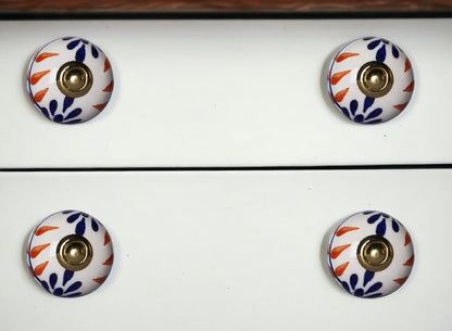 Set of Eight Blue And White Ceramic And Metal Drawer Pull Knobs