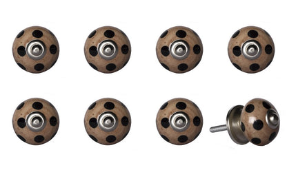 Set of Eight Brown And Black Ceramic And Metal Drawer Pull Knobs