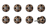 Set of Eight Brown And Black Ceramic And Metal Drawer Pull Knobs