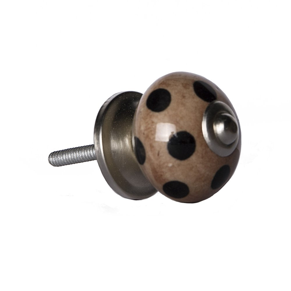 Set of Eight Brown And Black Ceramic And Metal Drawer Pull Knobs