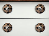Set of Eight Brown And Black Ceramic And Metal Drawer Pull Knobs