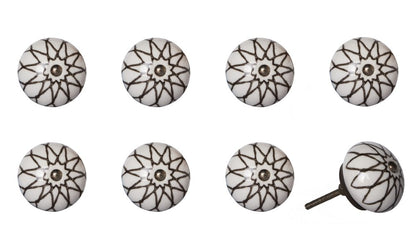 Set of Eight Brown Ceramic And Metal Drawer Pull Knobs