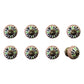 Set of Eight Brown And White Ceramic And Metal Drawer Pull Knobs