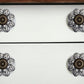 Set of Eight Black And White Ceramic And Metal Drawer Pull Knobs