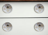 Set of Eight Beige And White Ceramic And Metal Drawer Pull Knobs