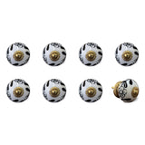 Set of Eight Blue And White Ceramic And Metal Drawer Pull Knobs