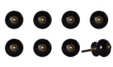 Set of Eight Brown And Black Ceramic And Metal Drawer Pull Knobs