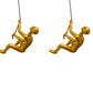 Set of Two Gold Resin Climbing Man Hanging Dimensional Sculpture