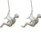 Set of Two Silver Resin Climbing Man Hanging Dimensional Sculpture