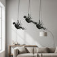 Set of Two Silver Resin Climbing Man Hanging Dimensional Sculpture