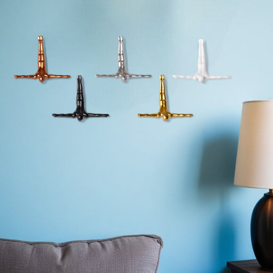 Set of Five Black White And Metallic Resin Diving Man Hanging Dimensional Sculpture