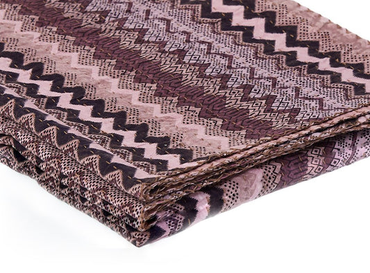 50" X 70" Black And Pink Cotton Kantha Chevron Throw Blanket