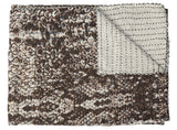 50" X 70" Brown And Ivory Cotton Quilted Kantha Throw Blanket With Embroidery