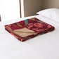50" X 70" Red Floral Cotton Quilted Kantha Throw Blanket with Embroidery