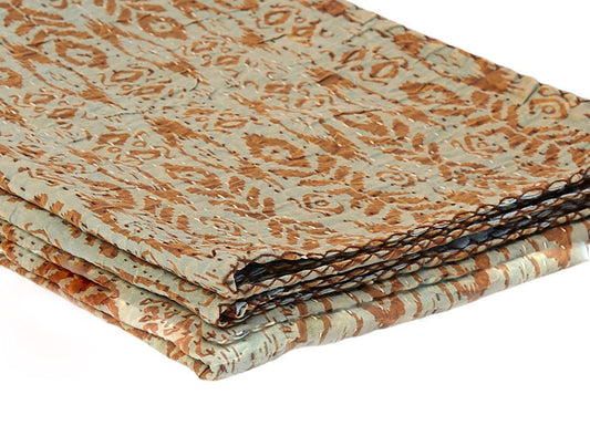 50" X 70" Green Orange And Teal Cotton Abstract Quilted Throw Blanket with Embroidery