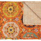 50" X 70" Red Floral Cotton Quilted Kantha Throw Blanket with Embroidery