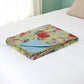 50" X 70" Green And Red Floral Cotton Quilted Kantha Throw Blanket with Embroidery