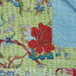 50" X 70" Green And Red Floral Cotton Quilted Kantha Throw Blanket with Embroidery