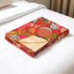 50" X 70" Blue Green And Red Floral Cotton Quilted Kantha Throw Blanket with Embroidery