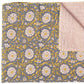 50" X 70" Gray And Yellow Floral Cotton Quilted Kantha Throw Blanket with Embroidery