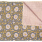 50" X 70" Gray And Yellow Floral Cotton Quilted Kantha Throw Blanket with Embroidery