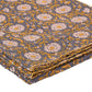 50" X 70" Gray And Yellow Floral Cotton Quilted Kantha Throw Blanket with Embroidery